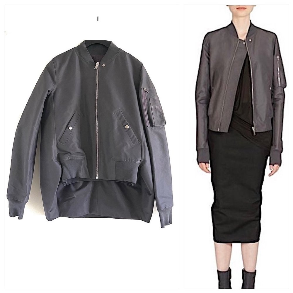 NWT Rick Owens Waterproof Bomber Jacket in Gray-Purple